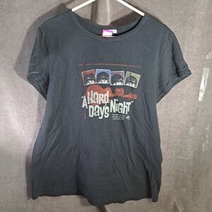 The Beatles "A Hard Days Night" Black Faux Vintage Graphic Tee VG *4X measures L